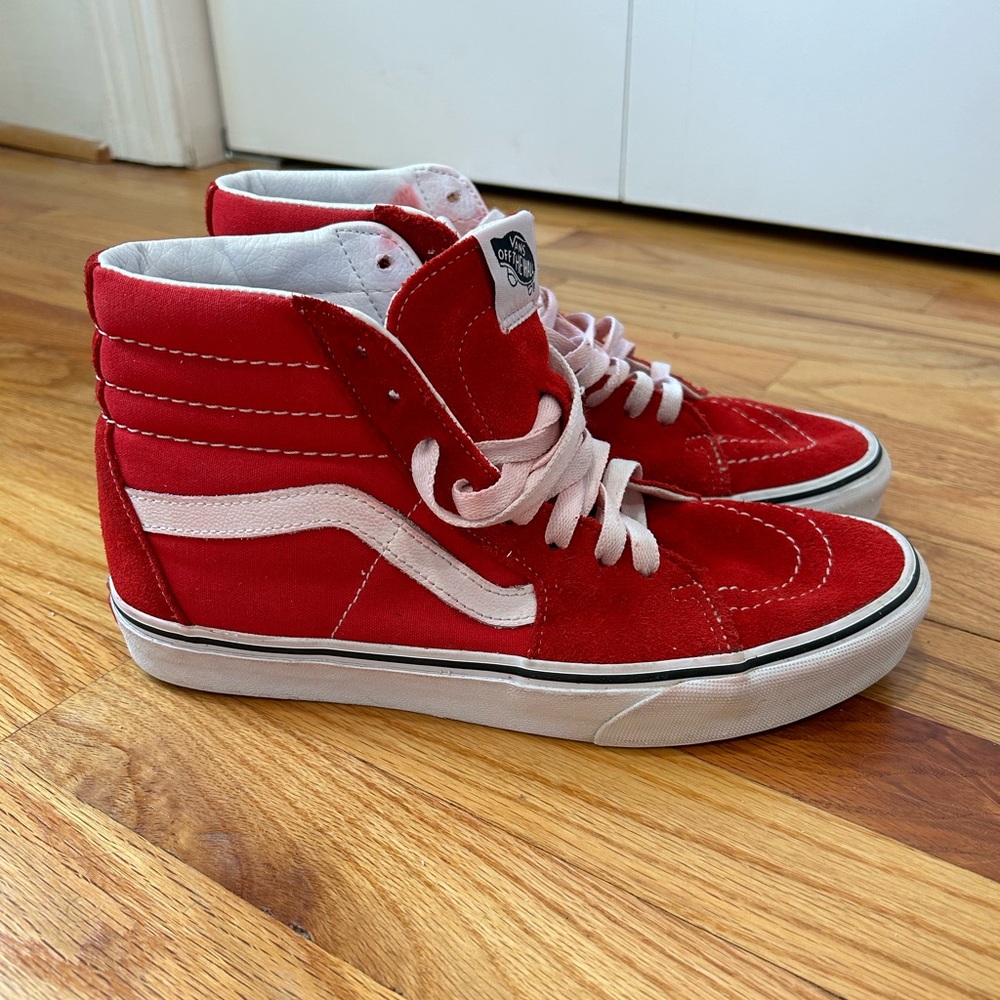 Red High Top Vans Women 9.5 Mens Size 8